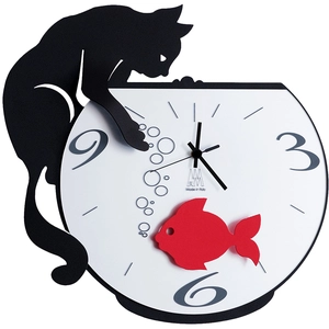 Comparateur de prix : ARTI E MESTIERI horloge murale TOMMY & FISH (Noir - Métal et verre)