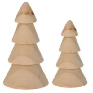 Mobili Rebecca Lot de 2 arbres de Noël de table en bois de pin couleur naturelle pas cher