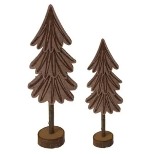 Mobili Rebecca Petits Arbres en Feutre Bois Marron 2 pièces Décoration de Noël