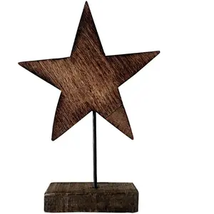 Mobili Rebecca Etoile en Bois Marron avec Support Décoration de Noël pas cher