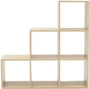 Bibliothèque en échelle avec 6 cubes beige pas cher