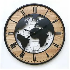 Horloge Murale Ronde Rétro Marron Noir Mdf Analogique 50x50x4,5Vendu parkaufland