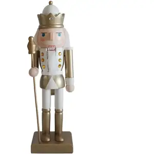 Casse-noisette de Noël Rebecca Mobili Djede 25x6,5x7,5 Bois Blanc Or C... pas cher