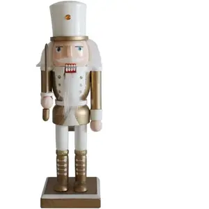 Casse-noisette de Noël Rebecca Mobili Populus 25x6,5x7,5 Bois Blanc Or... pas cher