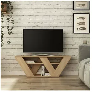 DMORA Meuble TV Pegasus, Buffet de salon, Armoire basse pour TV, Base murale de rangement, 110x30h40 cm, Chêne pas cher