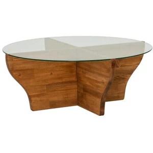 Dmora Table basse califfi, table basse, porte-revues pour canapé, etagère de salon, 92x92h36 cm, chêne pas cher