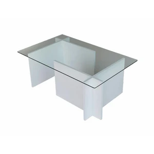 Dmora Table basse teti, table basse, porte-revues pour canapé, etagère de salon, 105x65h40 cm, blancVendu parcarrefour