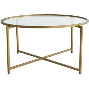 Table basse Dhateboe - Dmora - Verre - Or 83x87h40 cm pas cher