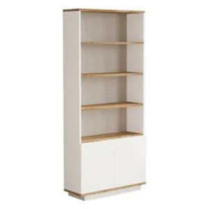 Comparateur de prix : DMORA Bibliothèque Dmartine, Etagère de bureau, Porte-livre mobile, Librairie, 75x27h168 cm, Chêne et Blanc