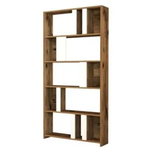 Comparateur de prix : DMORA Bibliothèque scapolita, etagère de bureau, porte-livre mobile, librairie, 90x20h180 cm, noyer et blanc