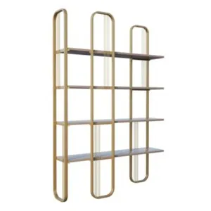 Comparateur de prix : DMORA Bibliothèque angylla, etagère de bureau, porte-livre mobile, librairie, 125x28h180 cm, or