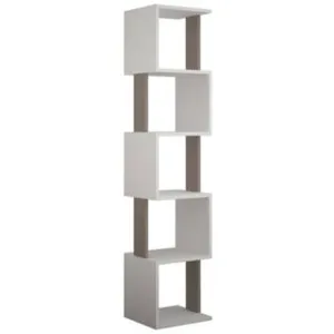 DMORA Bibliothèque nada, etagère de bureau, porte-livre mobile, librairie, 35x30h161 cm, blanc et taupeVendu parcarrefour