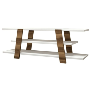 Meuble TV Doukhadd - Dmora - Mélamine - Noyer, Blanc 120x34h42 cm pas cher