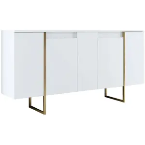 Buffet Dgarzitt - Dmora - Mélamine - Blanc, or 160x40h80 cm