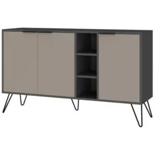 DMORA Buffet Dpenz, Buffet du salon, Commode de salon, Garde-manger de cuisine, 142x36h83 cm, Anthracite et Beige pas cher