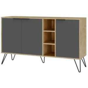 Buffet Dpenz - Dmora - Mélamine - Chêne, Anthracite 142x43.8h83 cm pas cher