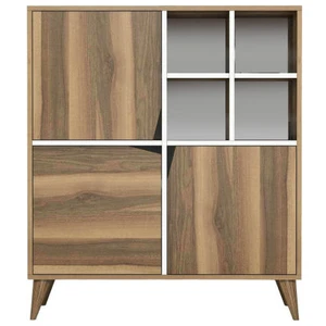 Dmora Buffet effet bois beige, blanc 100x30 h115 cm pas cher