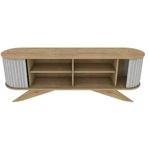 Dmora Meuble TV effet bois beige, blanc 180x43 cm pas cher