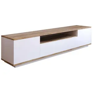 Meuble TV Dpierott - Dmora - Mélamine - Chêne, Blanc 180x51h44.6 cm pas cher