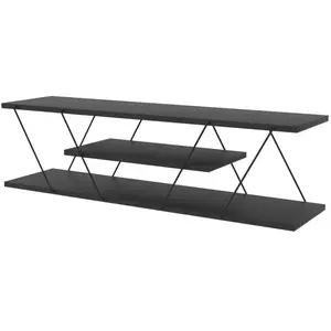 DMORA Meuble TV Dmustaph, Buffet de salon, Armoire basse pour TV, Base murale de rangement, 120x30h33 cm, Anthracite et Gris