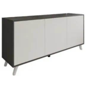 Dmora Buffet effet bois anthracite, blanc 154x40h72 cm pas cher