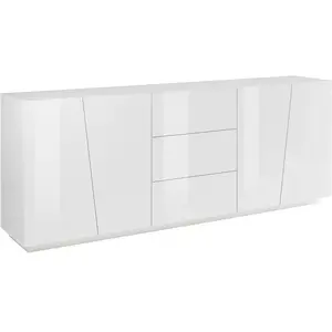 Dmora Buffet effet bois blanc brillant 220x43 cm pas cher