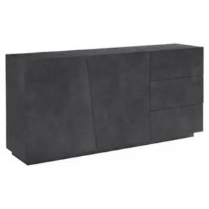 DMORA Buffet John, Buffet de cuisine avec 2 portes et 3 tiroirs, Buffet de salon, 100% Made in Italy, 180x43h86 cm, Ardoise pas cher