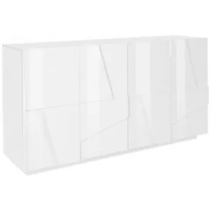 DMORA Buffet effet bois blanc brillant 162x44 cm