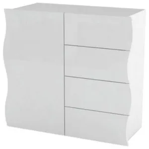 DMORA Buffet effet bois blanc brillant 90x40 cm