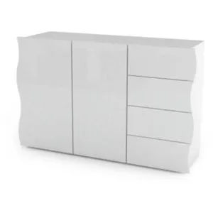Buffet design DMORA Romolo avec 2 portes et 4 tiroirs - Blanc brillantVendu parcdiscount
