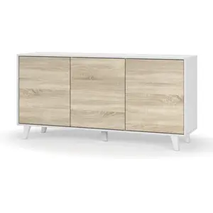 Buffet Arvada - DMORA - Buffet moderne avec 3 portes et étagères - Bla... pas cher