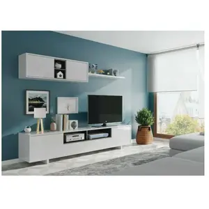 DMORA Meuble mural Hartford, 200 x 41 x 46 cm, blanc brillant pas cher