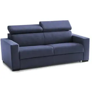 Talamo Italia Canapé-lit aisha, canapé 3 places, 100% made in italy, canapé de salon à ouverture pivotante, avec appuie-tête réglables et accoudoirs fins, 200x95h85 cm, bleu 8052773592772 pas cher