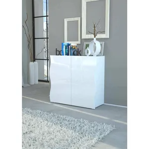 DMORA Buffet effet bois blanc brillant 90x40 cm pas cher