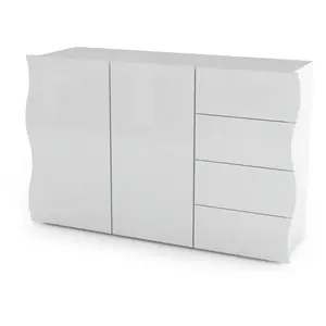 DMORA Buffet effet bois blanc brillant 124x40 cm pas cher