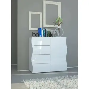 DMORA Buffet effet bois blanc brillant 90x40 cm pas cher