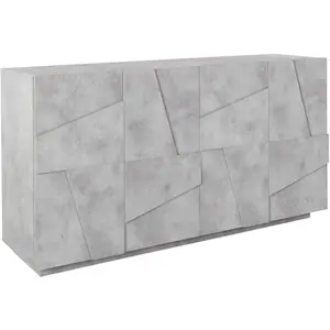 Dmora Buffet effet bois blanc brillant 162x44h86 cm pas cher