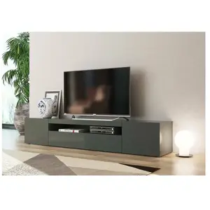 Comparateur de prix : DMORA Meuble TV effet bois anthracite brillant 200x40 cm
