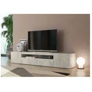 DMORA Meuble TV effet bois ciment 200x40 cm pas cher
