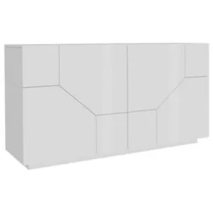 DMORA Buffet effet bois blanc brillant 200x43h86 cm