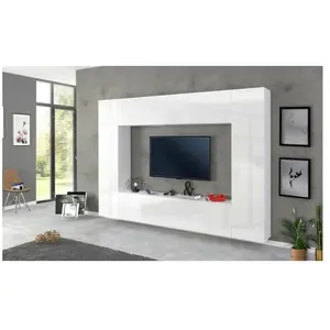 Comparateur de prix : Meuble Mural Dgirm - Dmora - Effet Bois - Blanc brillant 260x30h180 cm