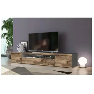DMORA Meuble TV effet bois érable, ardoise 200x40h37 cm pas cher