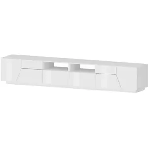 DMORA Meuble tv blanc brillant 260x43x46 cm