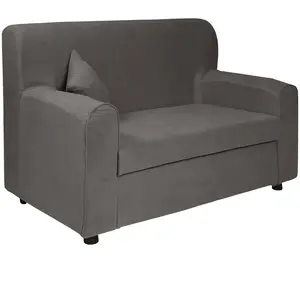DMORA Canapé fixe 2 places Dpasteu, Canapé en tissu, Canapé linéaire peu encombrant, Canapé pour petits appartements, 125x73h85 cm, Gris pas cher