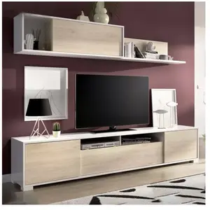 Dmora - Meuble Mural Dfalcon Blanc, Anthracite 200x41h180 cm pas cher