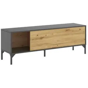 Dmora Meuble TV effet bois beige, anthracite 142x39 cm pas cher