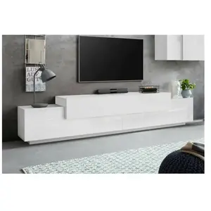 Comparateur de prix : DMORA Meuble TV effet bois blanc brillant 240x45 cm