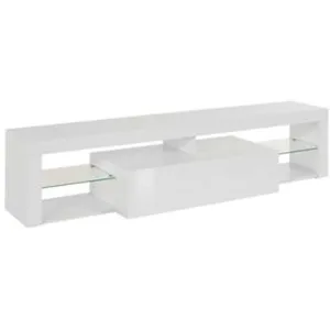 Meuble TV Dcompagno - Dmora - Mélamine - Blanc 160x47h35 cm pas cher
