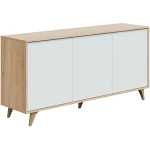 Dmora Buffet effet bois beige, blanc 187x41 cm pas cher