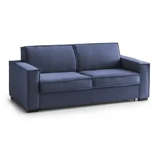 Canapé lit 2 places en tissu bleu 200x95h90 cm